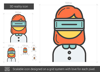 Image showing Three D reality line icon.