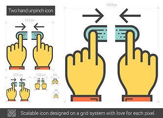 Image showing Two hand unpinch line icon.