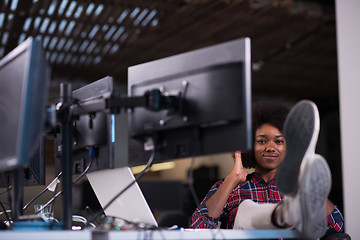 Image showing portrait of a young successful African-American woman in modern 