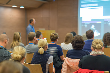 Image showing Audience in lecture hall on scientific conference.