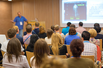 Image showing Audience in lecture hall on scientific conference.