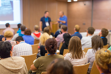 Image showing Audience in lecture hall on scientific conference.