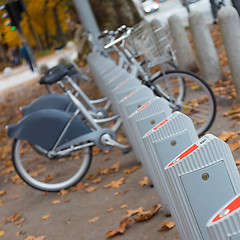 Image showing Station of urban bicycles for rent
