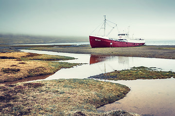 Image showing Stranded Ship In Iceland