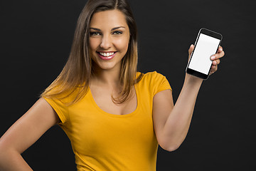 Image showing Beautiful girl with a smartphone