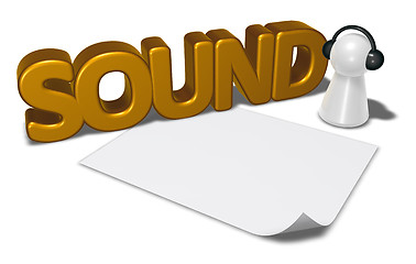 Image showing sound tag and pawn with headphones - 3d rendering