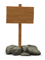 Image showing wooden sign and stones - 3d illustration