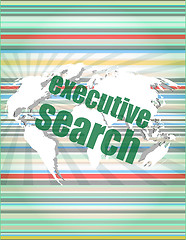 Image showing executive search word on digital screen, mission control interface hi technologyvector quotation marks with thin line speech bubble. concept of citation, info, testimonials, notice, textbox. flat styl