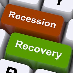 Image showing Recession And Recovery Keys Show Upturn Or Downturn