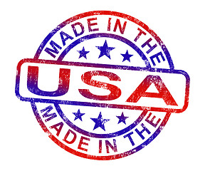 Image showing Made In USA Stamp Shows American Products Or Produce