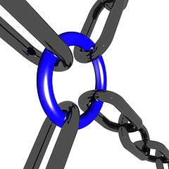 Image showing Blue Four Link Shows Connection and Togetherness