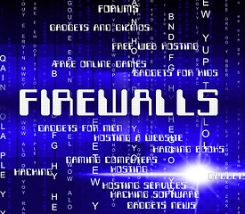 Image showing Firewalls Word Shows No Access And Defence