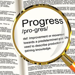 Image showing Progress Definition Magnifier Showing Achievement Growth And Dev