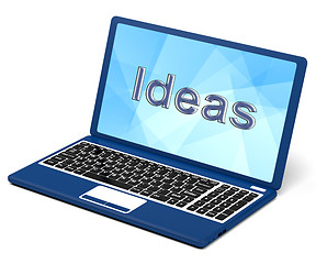 Image showing Ideas Word On Laptop Screen Showing Creativity