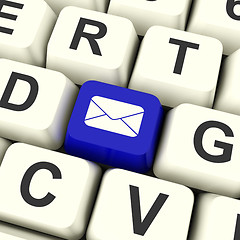 Image showing Envelope Computer Key In Blue For Emailing Or Contacting People