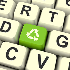 Image showing Recycle Icon Green Computer Key Showing Recycling And Eco Friend