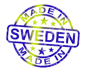 Image showing Made In Sweden Stamp Shows Swedish Product Or Produce