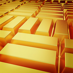 Image showing gold bars. 3D illustration. Vintage style.