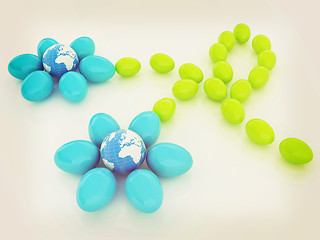 Image showing Eggs in the shape of a flower with Earth. Global holiday concept