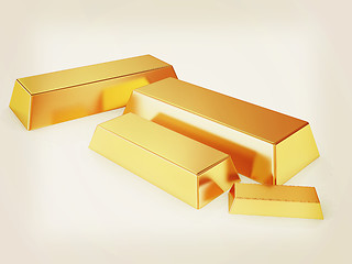 Image showing gold bars. 3D illustration. Vintage style.