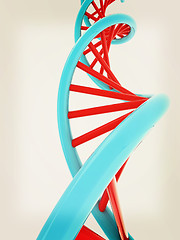 Image showing DNA structure model on white. 3D illustration. Vintage style.