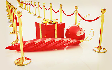 Image showing Beautiful Christmas gifts on New Year\'s path to the success. 3D 