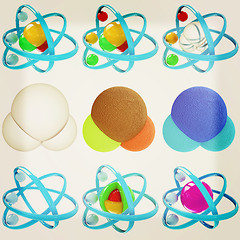 Image showing Set of 3d illustration of a leather water molecule. 3D illustrat