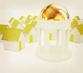 Image showing Rotunda and houses . 3D illustration. Vintage style.