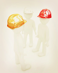 Image showing 3d mans in a hard hat. 3D illustration. Vintage style.