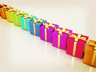 Image showing colorful gifts box. 3D illustration. Vintage style.