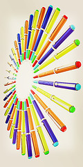 Image showing corporate pen design . 3D illustration. Vintage style.