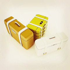 Image showing travel bags on white . 3D illustration. Vintage style.