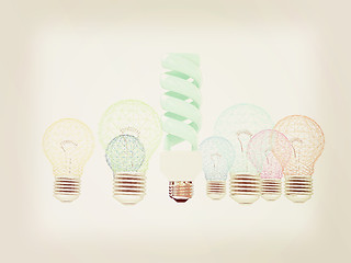 Image showing energy-saving lamps. 3D illustration. 3D illustration. Vintage s