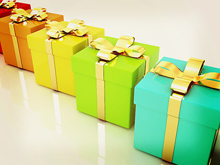 Image showing colorful gifts box. 3D illustration. Vintage style.