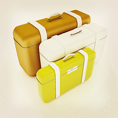 Image showing travel bags on white . 3D illustration. Vintage style.