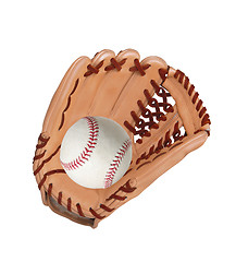 Image showing baseball inside glove isolated