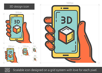 Image showing Three d design line icon.