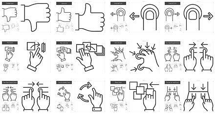 Image showing Touch gestures line icon set.