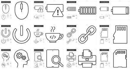 Image showing Technology line icon set.