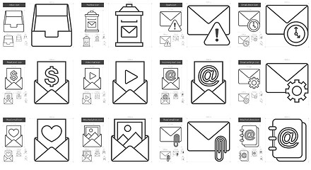 Image showing Email line icon set.