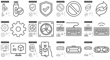 Image showing Gadgets line icon set.