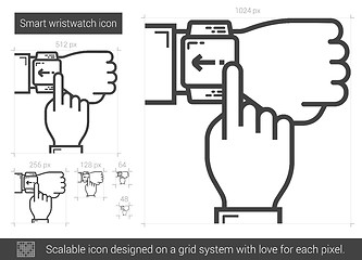 Image showing Smart wristwatch line icon.