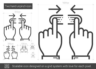 Image showing Two hand unpinch line icon.