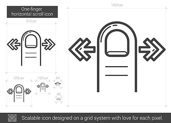 Image showing One-finger horizontal scroll line icon.