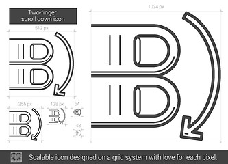 Image showing Two-finger scroll down line icon.