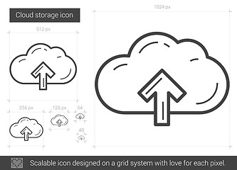 Image showing Cloud storage line icon.