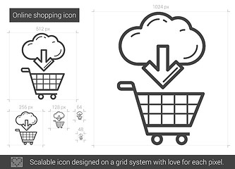 Image showing Online shopping line icon.