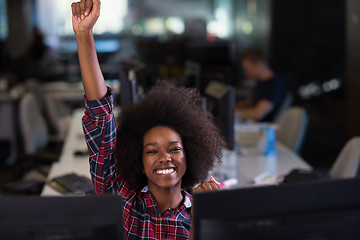 Image showing portrait of a young successful African-American woman in modern 