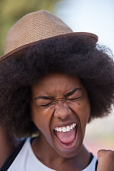 Image showing Close up portrait of a beautiful young african american woman sm