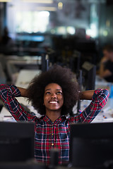 Image showing portrait of a young successful African-American woman in modern 